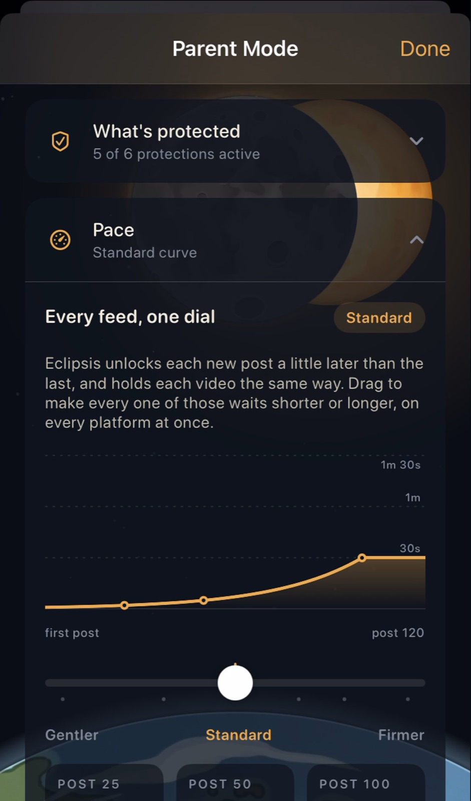 The Pace dial with a curve of waits per post