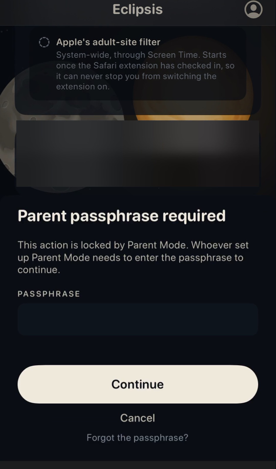 Parent passphrase required prompt