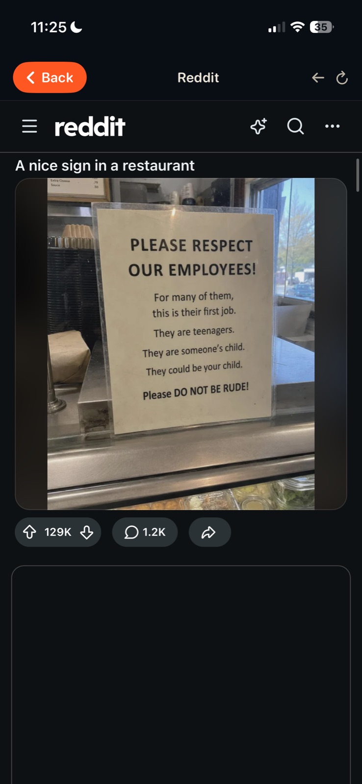 A Reddit feed with the next post covered by a placeholder box